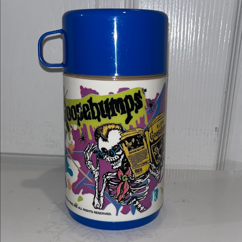 ALADDIN VTG Goosebumps Blue Thermos with Skeleton Design